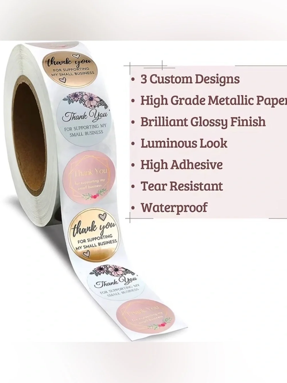 Thank You Sticker Boutique Quality  ~🆕~ 100~ in Pink, Gold, White~Self adhesive